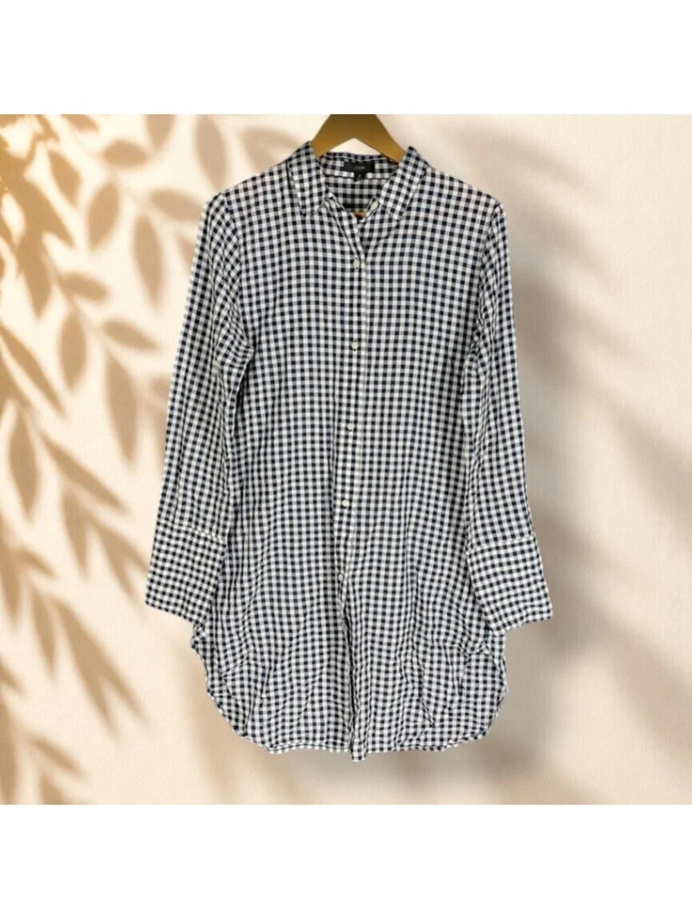 J. Crew Shirt Women S Small Blue Plaid Button Up Tunic Long Sleeve Collared